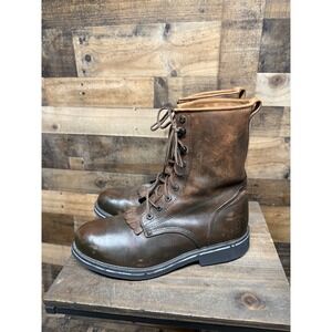 Rhino Mens Brown Leather Kiltie Work Boots Style 87T41 Size 12
